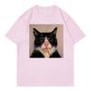 Magliette Divertenti Hip Hop Gatto Fumatore Oversize Cool Unisex Donna Gatto T-shirt Girocollo Manica Corta Maglietta Top Streetwear