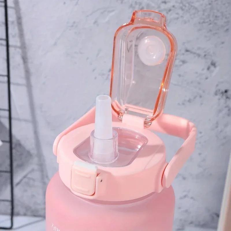 Portable Water Bottle 2 Liters Capacity Sports Water Bottle Leak Proof Colorful Plastic Cup Drinking Outdoor Travel Gym Jugs