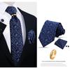 Men's Tie, Pocket Square, and Cufflinks 4-Piece Set - Cashew Flower Design, High-End Feel, 8cm Tie