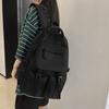 Schultasche Nylon Harajuku College Student Campus Rucksack Trendig Cool Rein Schwarz Schultasche Damen Werkzeugstil Lässiger Rucksack mit großem Fassungsvermögen Herren