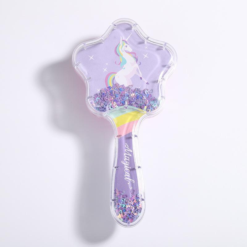 2023 New Cartoon Quicksand Comb with Glitter and Foam Hair Cushion Massage Comb for Cosmetic Styling