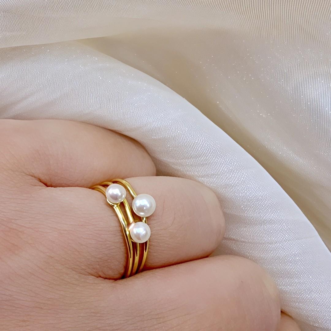 Оригинальное трендовое нишевое дизайнерское преувеличенное многослойное металлическое кольцо с натуральным пресноводным жемчугом, модная женщина