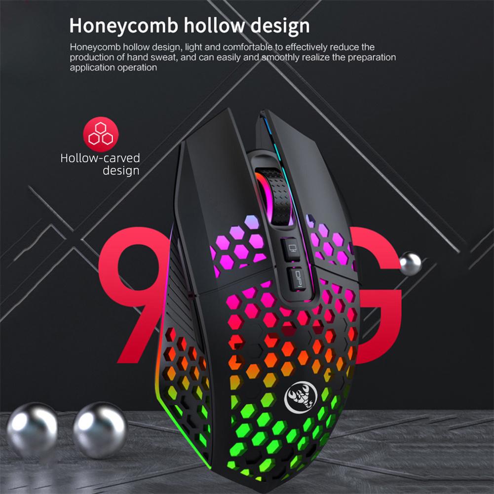 T500 2.4G Wireless Gaming Mouse 1600DPI Rechargeable Optical Silent Mouse With Rainbow Backlit 7 Buttons