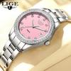 LIGE Luxus Damen Uhren Edelstahl Wasserdicht Kalender Kreative Damenuhr Mode Elegant Leuchtend Quarz Armbanduhr