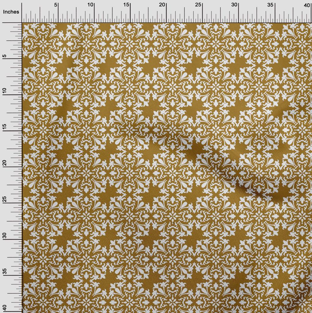 oneOone Cotton Poplin Dark Olive Green Fabric Asian Block Floral Fabric For Sewing Printed Craft Fabric By The Yard 42 Inch