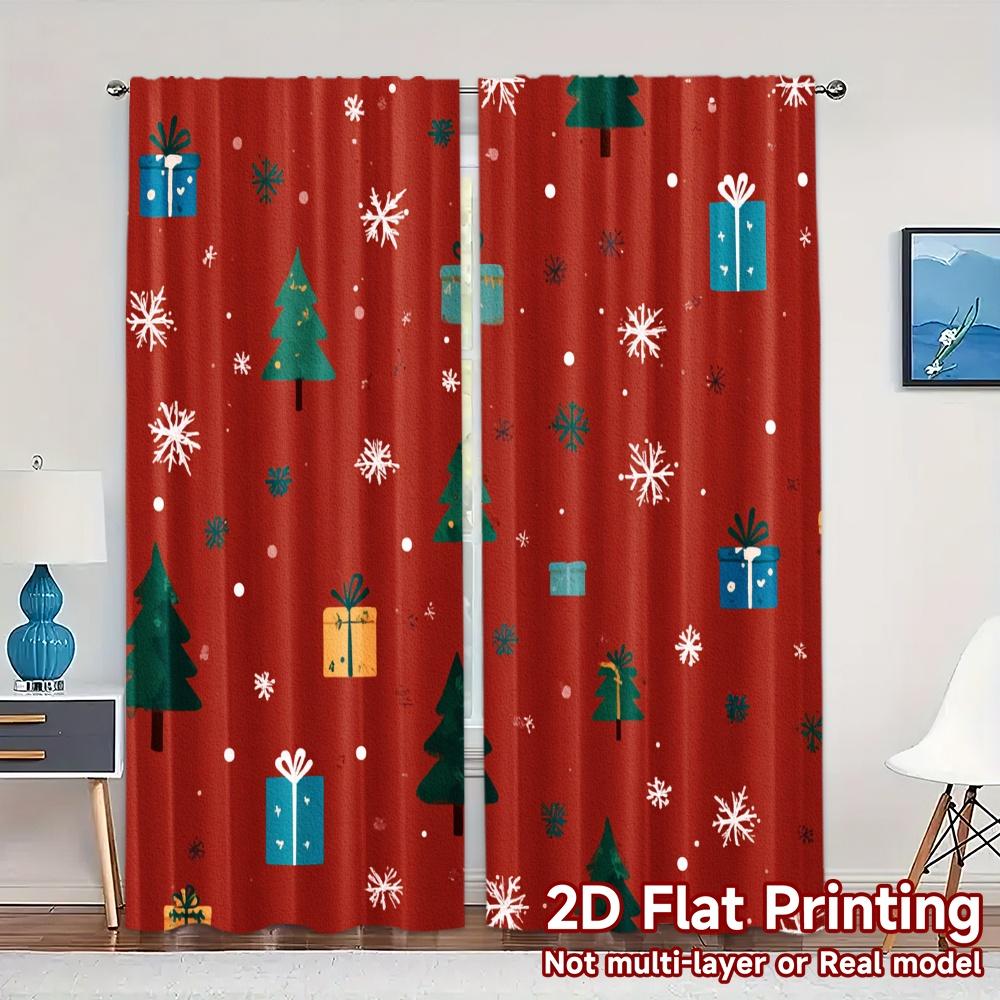

Set Of 2 Flat Printing Jit Curtains Without Rod Festive Pup Magic Popular Polyester Easy Install Minimalist Made W100*H70(CM)-Hooks&1PCS