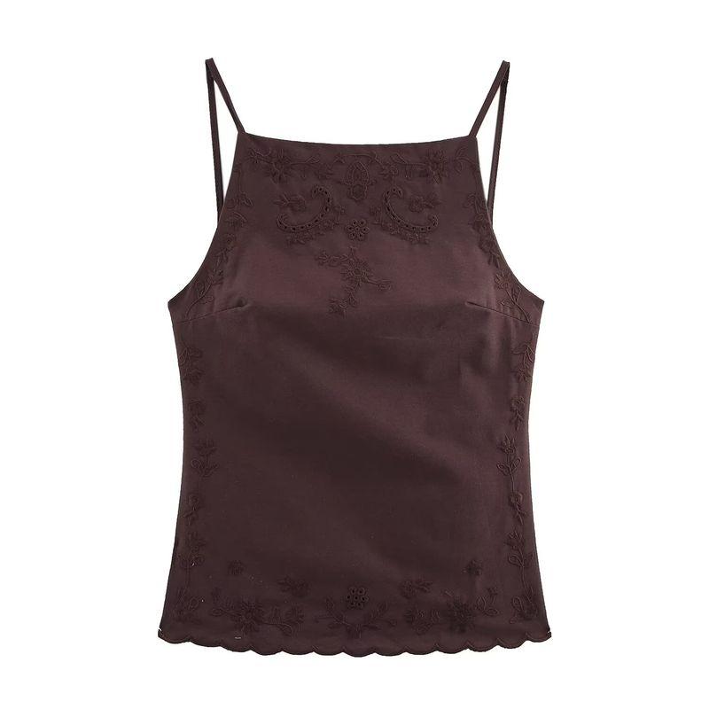 

Kaslead New Women clothes Western Style Fashion Embroidery Backless Top Trousers 0881036 0881406 Top L