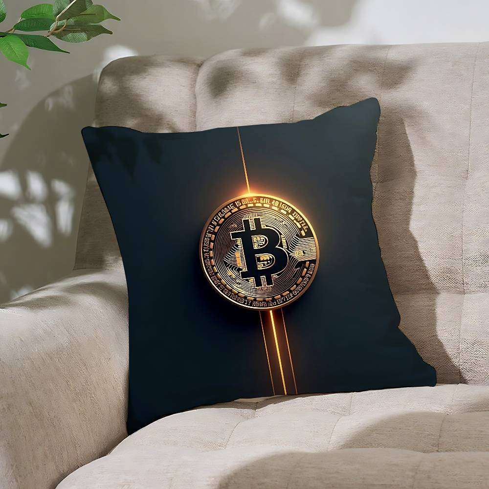 B-Bitcoin Pillow Case Throw Pillow Cover Nordic Vintage Style Cushion Covers Home Living Room Sofa Couch Seat