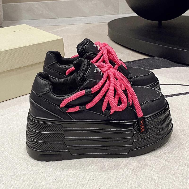 Modă Adidași cu Platformă Înaltă 8CM Femei Casual Piele Pantofi Sport Nou Toamnă Vulcanizat Skateboard Pantofi Albi Femeie Chaussures Femme