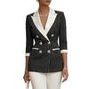 Women Black White Stripe Blazer