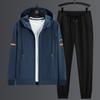 Costum cu glugă și mâneci lungi pentru bărbați, modă casual, mărime plus, cardigan, jachetă cu glugă, pantaloni lungi, set două piese pentru bărbați
