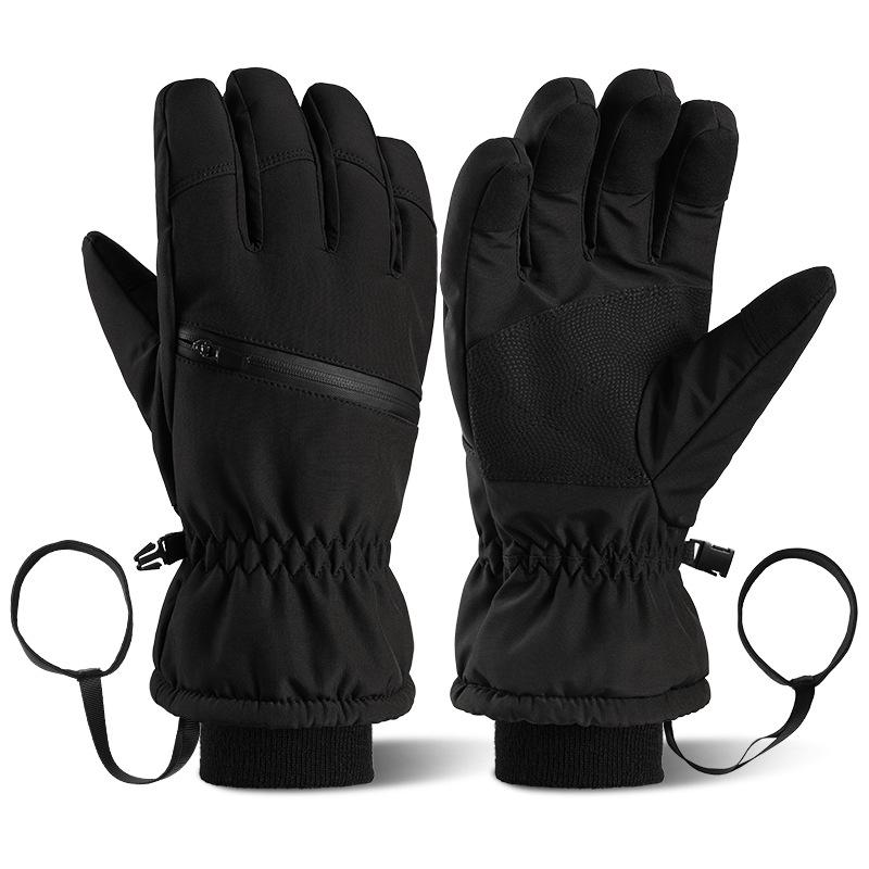 Winter ski gloves with fingers windproof and waterproof short braised seeds waterproof and velvet locking temperature warm sports gloves