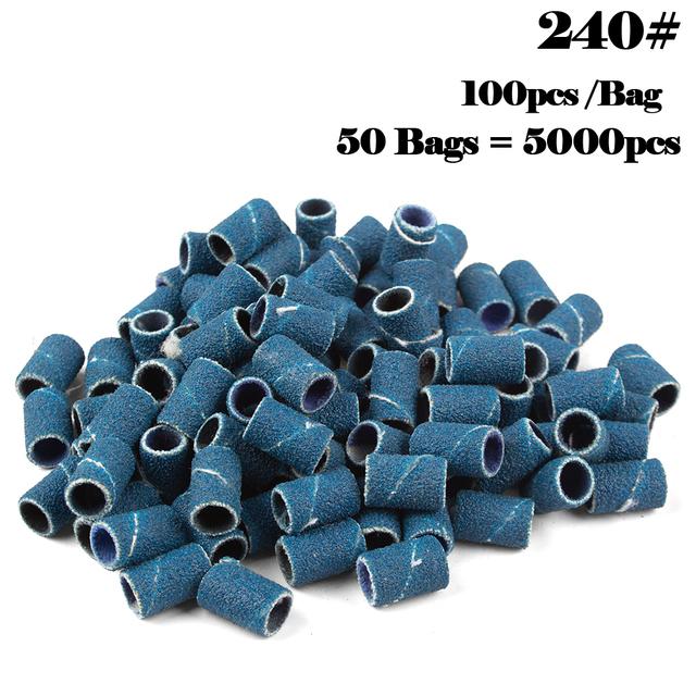 5000pcs Nail Art Sanding Bands 80# 120# 180# 240 Grinder Band for Manicure Drill Machine Removing Gel Varnish Pedicure