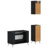 3 Piece Bathroom Cabinet System BREDA Black Wood Material