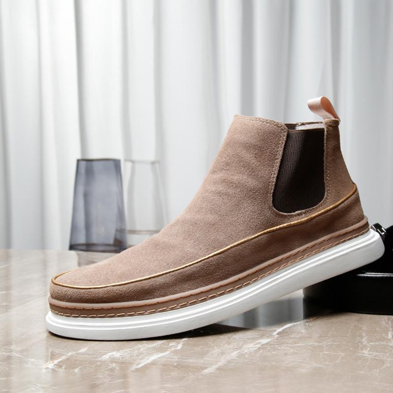 2025 direct supply winter new velvet Chelsea boots men's leather short boots British frosted Martin boots