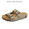 New Cork Flip-flops Male Couple Retro Two Buckle Men Women Unisex Slides Slippers Casual Beach Sandals