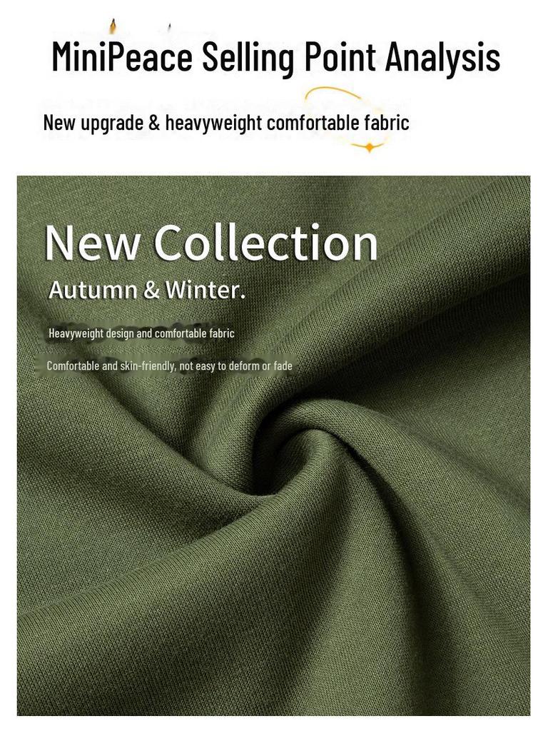 Men's American Style Half Zipper Stand Collar Pullover - Spring/Autumn Trendy Plus Velvet Sweatshirt