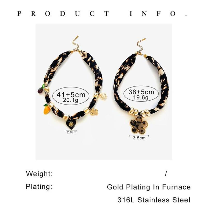 Stylish Leopard Print Rope Necklace With Floral Heart Pendant for Women Fashion Jewelry Gift