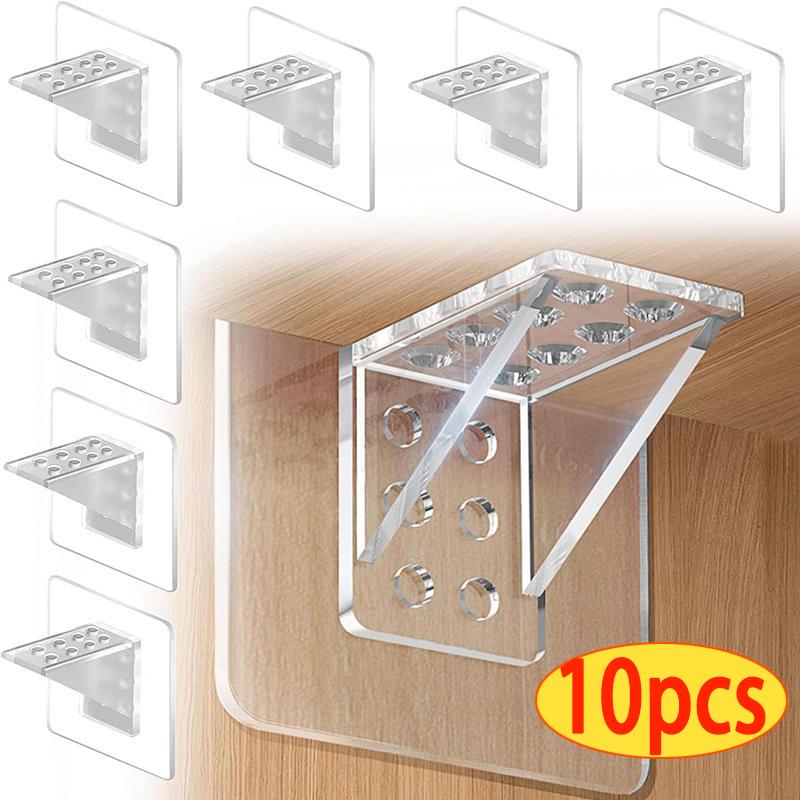 

10pcs/bag Seamless Adhesive Laminated Board Holders Reinforced Holders For Wardrobe Layered Shelf Fixation Without Drilling 6.6X4.8 CM