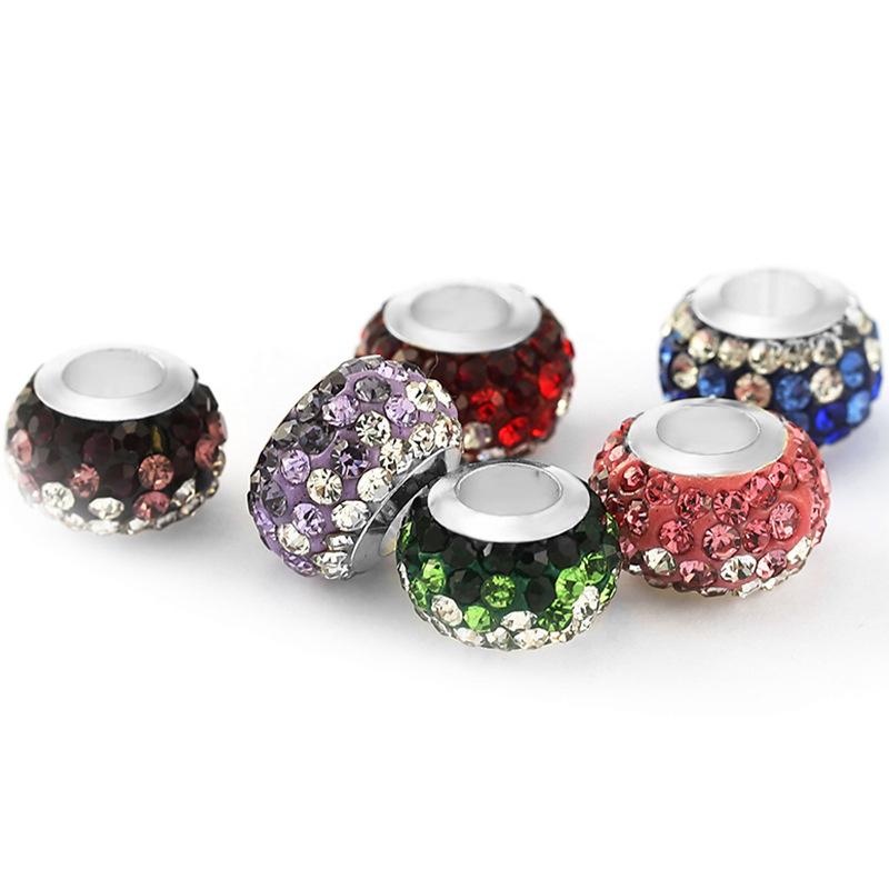 Silver Plated Macroporous Resin Glass Beads for Charms Bracelet Necklace Keychain Women Girls Jewelry Gifts