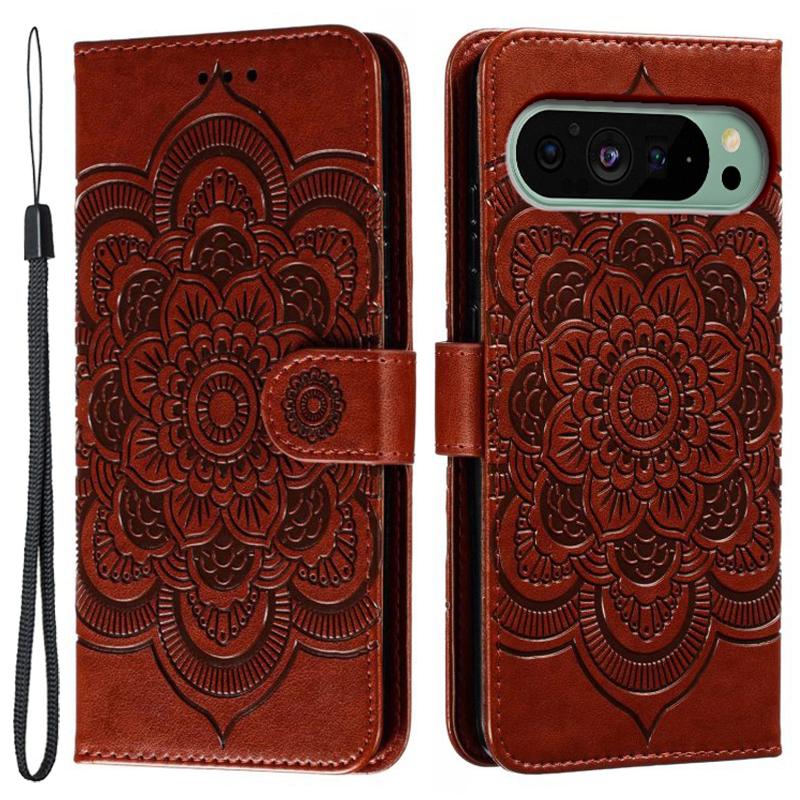 For Google Pixel 10 Pro/Pixel 10/Pixel 9 Pro/Pixel 9 Case PU Leather Mandala Imprinted Design Wallet Phone Cover
