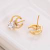 Women’s Star & Moon Rhinestone Copper Earrings – Small, Elegant, In-Stock