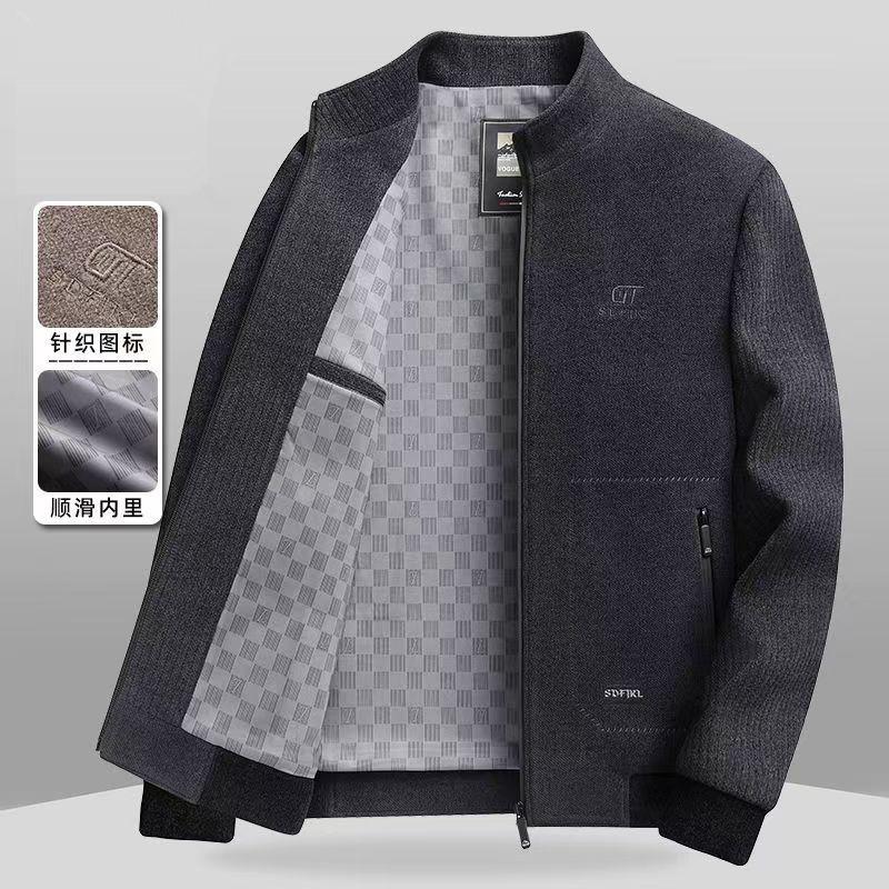 Spring and Autumn Men's Stand-Up Collar Men's Dad Chenier Jacket Loose Casual Jacket Top Business