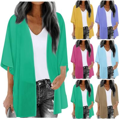 Damenmode bedruckte Strickjacke mit sieben Ärmeln, lockere Bluse, lässiges Blusen-Top