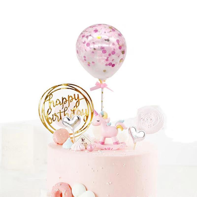 Balon Z Confetti Na Tort Czarny Topper