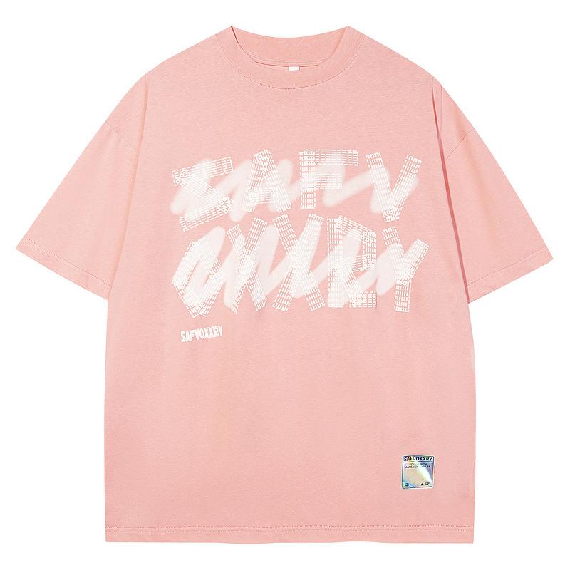 2025 Summer Men's trendy brand design sense letter print 100% pure cotton T-shirt Hip-hop style versatile top