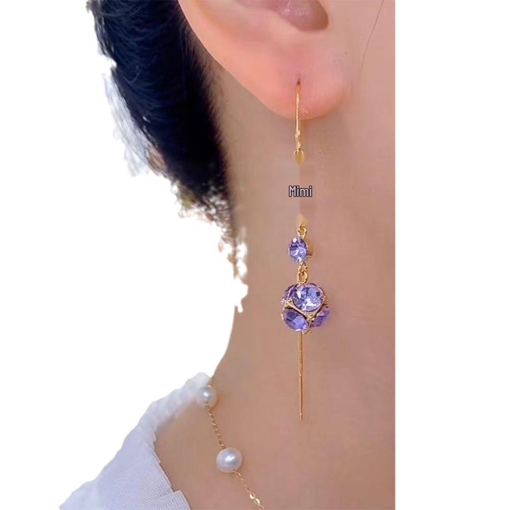Purple Diamond Tassel Earrings: Elegant, Versatile, and Fashionable.