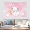 Sanrio Family 25 Pink Heart Printed Tapestry Kawaii Anime Wall Decor Cute Sanrio Character Party Background Playful Character De
