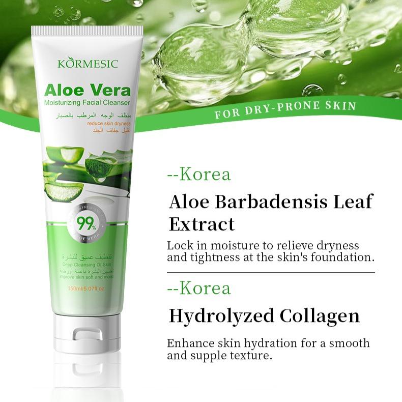 Aloe Vera Facial Cleanser Moisturizing Hydrating Quick Foaming Deep Cleansing Gentle Non Irritating