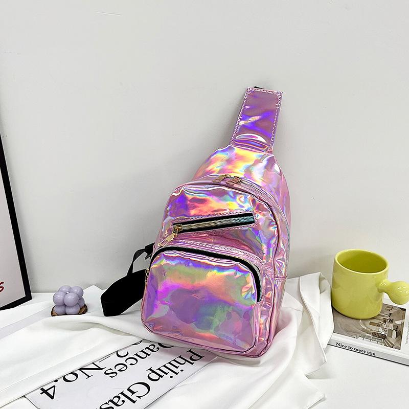 New Breast Bag Women's Texture Glossy Multi-functional Color Casual Shoulder Messenger Women's Bag