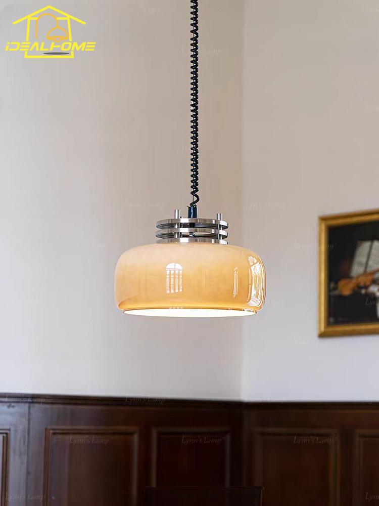 Medieval Wabi-sabi Cream Wind Glass Pendant Lights LED E27 Vintage Hanging Lamp Restaurant Kitchen Island Bedside Dining Room