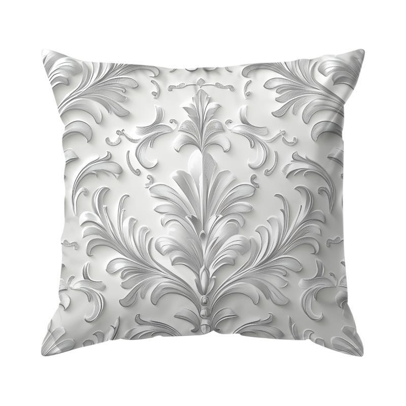 Home Decor Ornate Gray Floral Pattern Pillow Covers Pattern Cushion Cover Suitable for Sofa Bedroom Car Pillow Cover