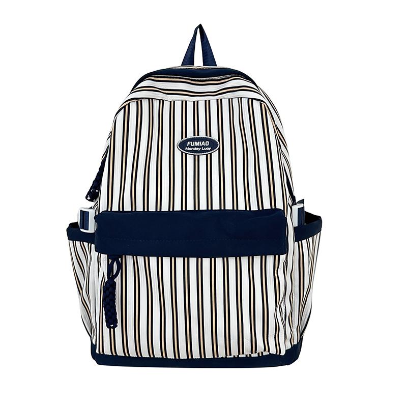

Striped Print Student Schoolbag Lightweight Commuter Backpack Girls Travel Bag Large синій