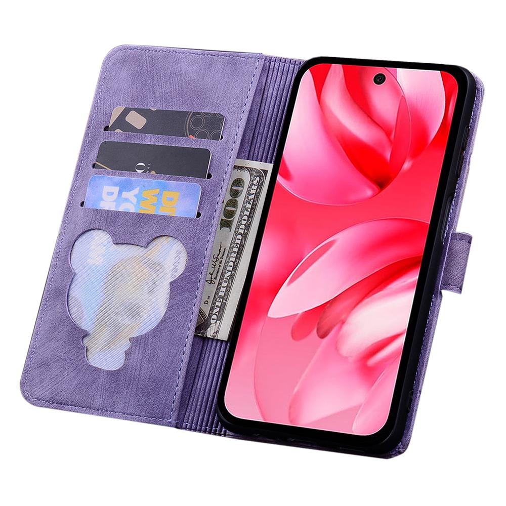 

For Google Pixel 9a Case Flip Stand Leather Phone Cover Cherry Blossom Cat Imprinted Blue