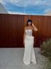 Robe de Mariée Sirène Blanche Sans Bretelles avec Ceinture Haute - Jupe Élégante Amincissante pour Mariages et Banquets