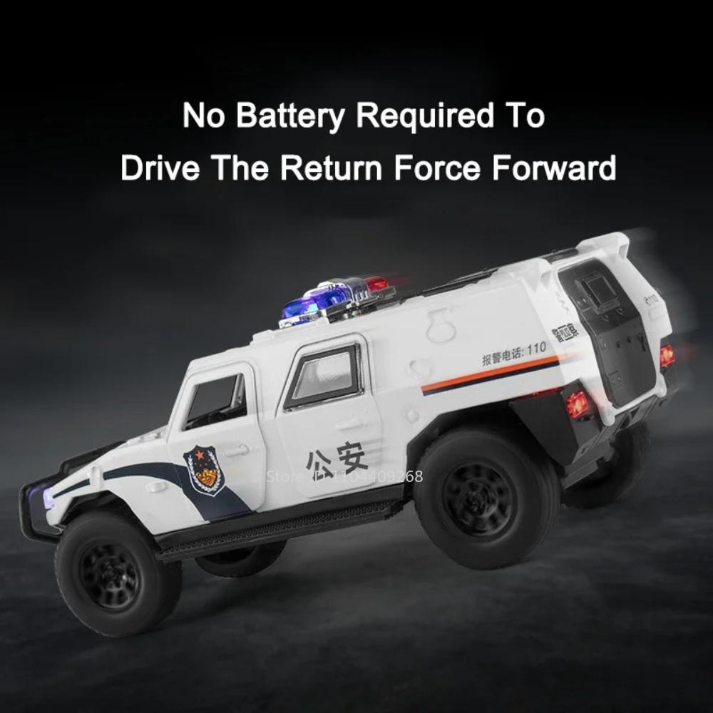 1:32 DongFeng MengShi Honda Accord Police Car Model Toy Metal Diecast Pull Back Doors Opend Vehicles Models Boys Holiday Gifts