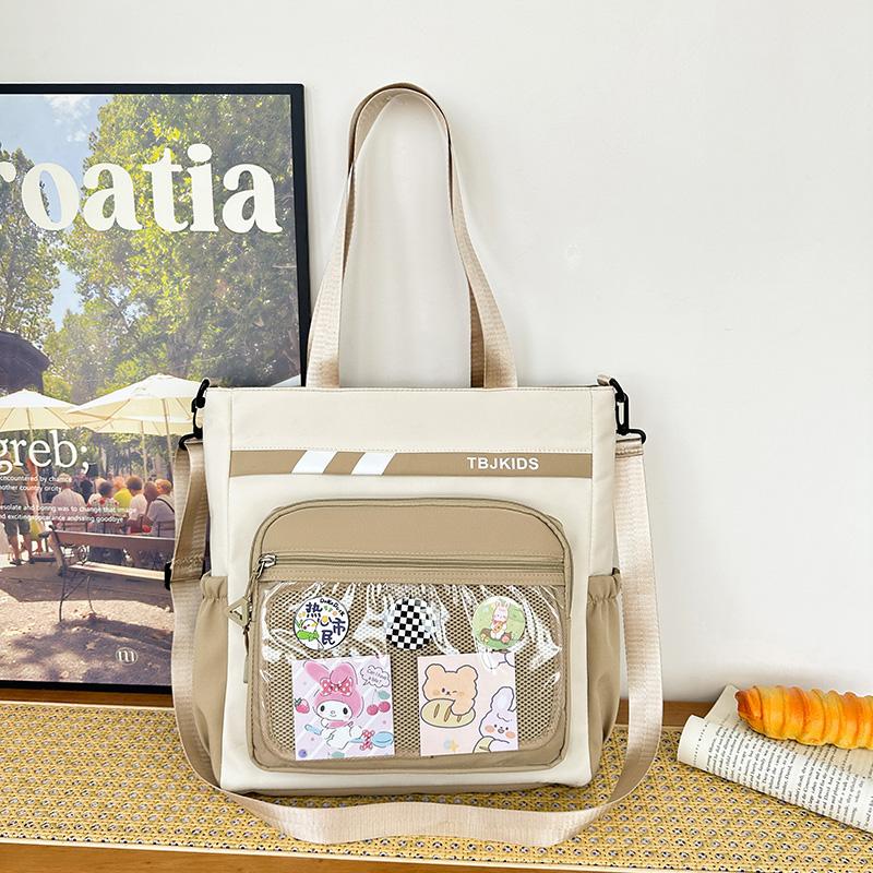 Student Messenger Bag Color Block Shoulder Bag Transparent Tote Bag