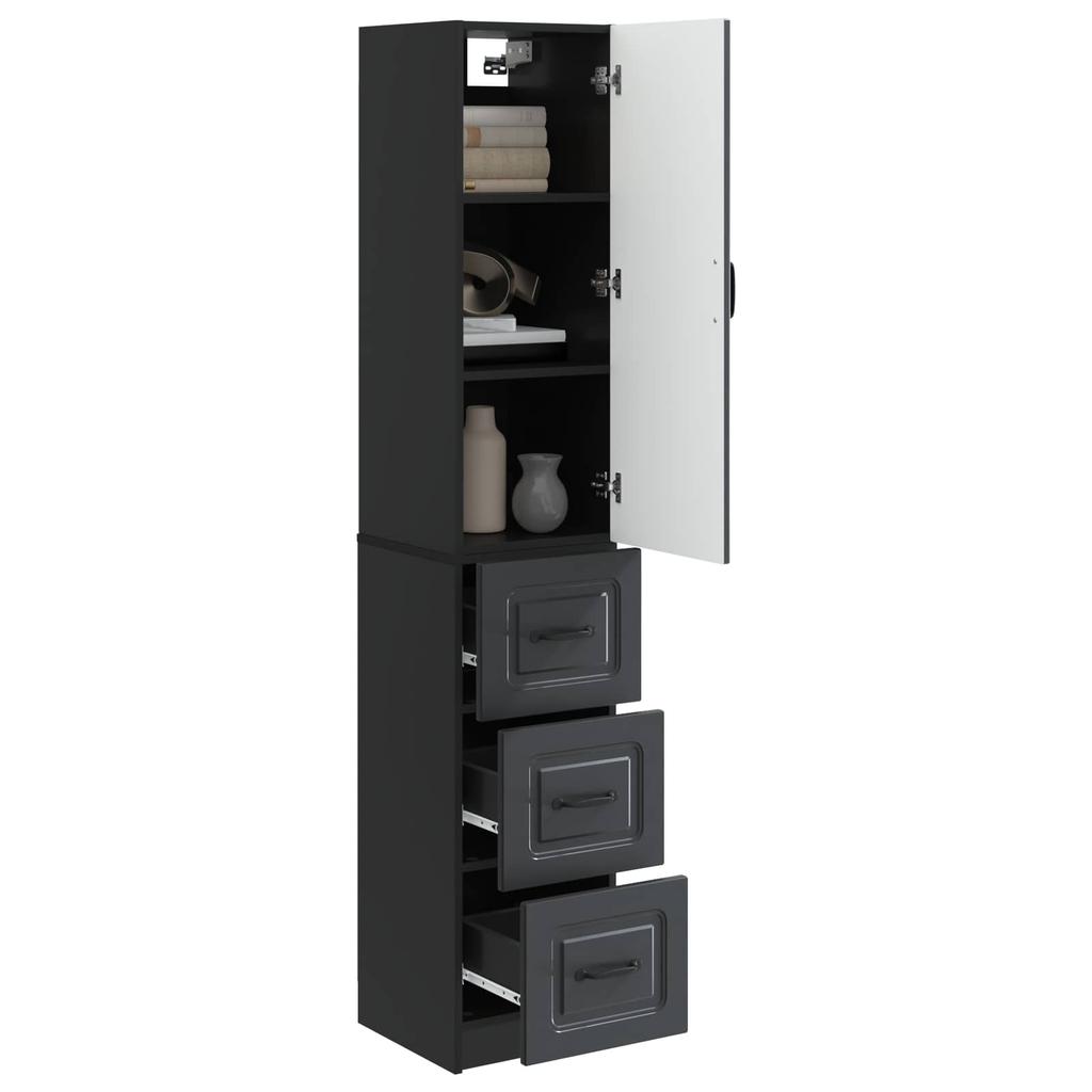 2 Piece Cabinet Set Black 33 x 34.5 x 87 cm Particleboard