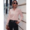 Chemise Femme Tempérament Décontractée Ample Confortable Bouton Revers Mode Chemise Couleur Unie Manches Longues Chemise de Bureau Femme