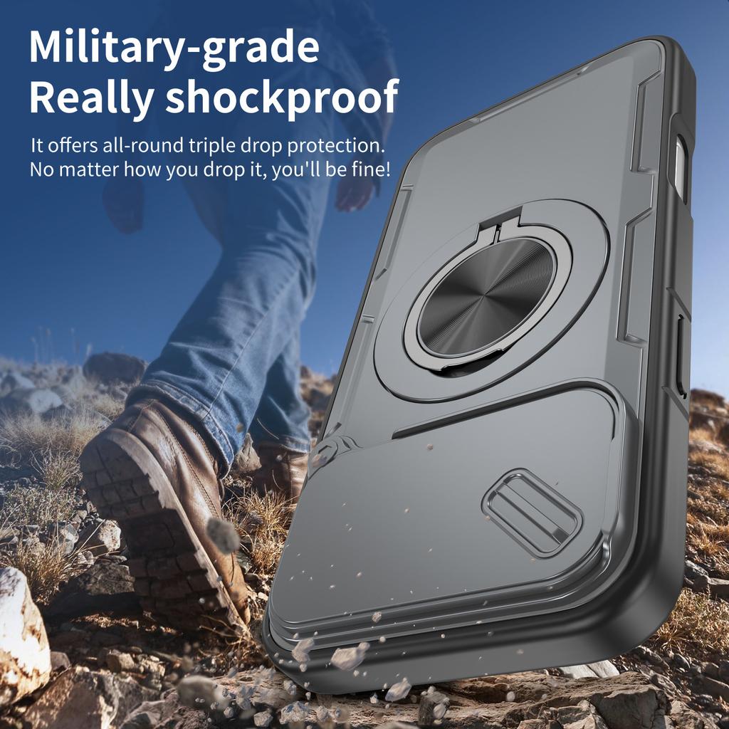 Anti-drop sliding window protective case, suitable for Apple iPhone17promax mobile phone case, magnetic suction bracket case.
