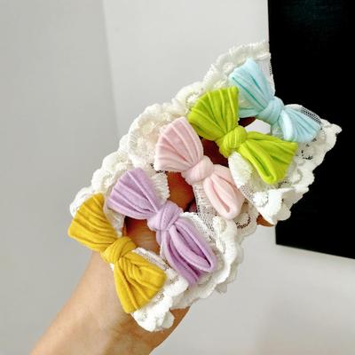 5 Pieces of New Large Intestine Hair Ring with Mesh Lace Frills, Minority Hair Accessory for Girls, Bow Hair Ornament.