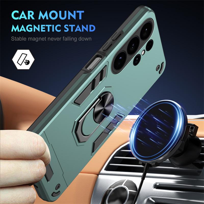 Shockproof Armor Hard Fundas For Samsung Galaxy S26 Ultra S25 Edge S24 FE S23 Plus Case Magnetic Ring Stand Holder Back Cover