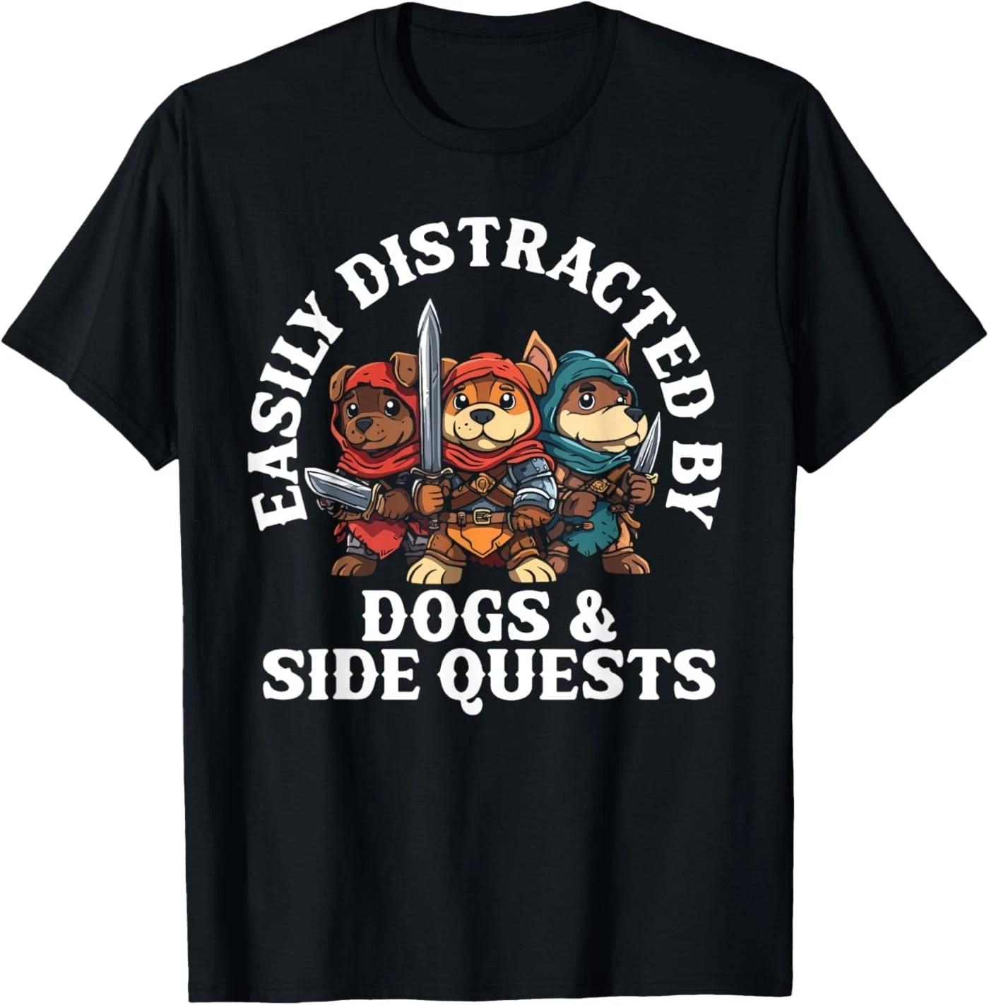 RPG Gamer Dog Distraction During Side Quest Nerdy T-Shirt S