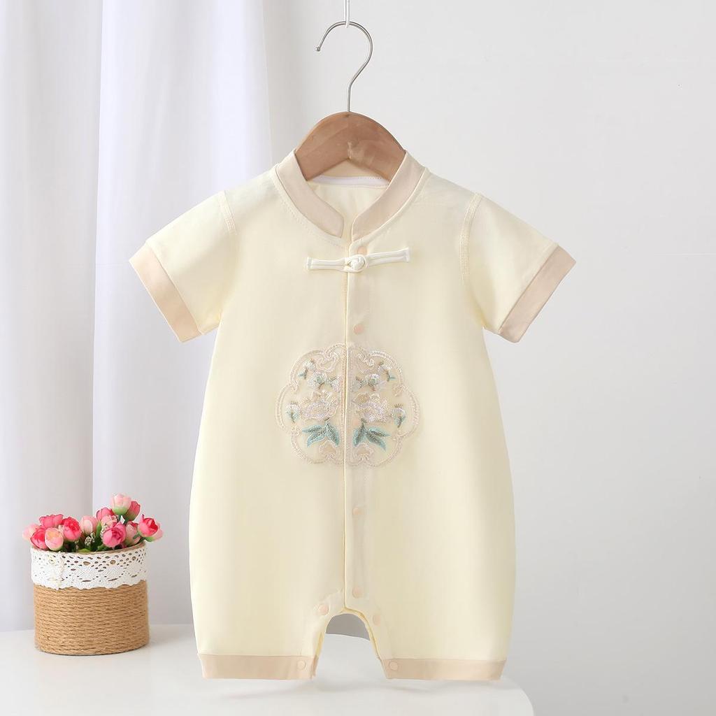 Chinese Trendy Embroidery Infant Jumpsuit - Summer Style Boneless Crawling Bodysuit