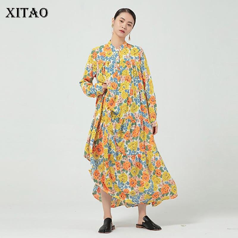 

XITAO повседневное платье с длинными рукавами и принтом ZY6539