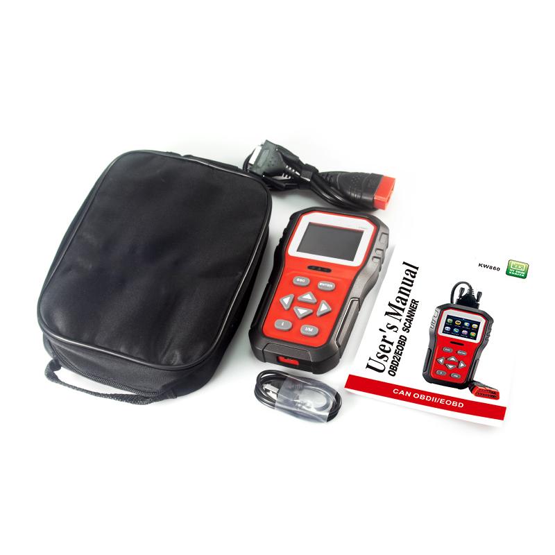 

KW860 Автомобильный диагностический прибор для устранения неполадок с инструкциями по I-ключу. 2,8-дюймовый цветной экран, 8 языков. как